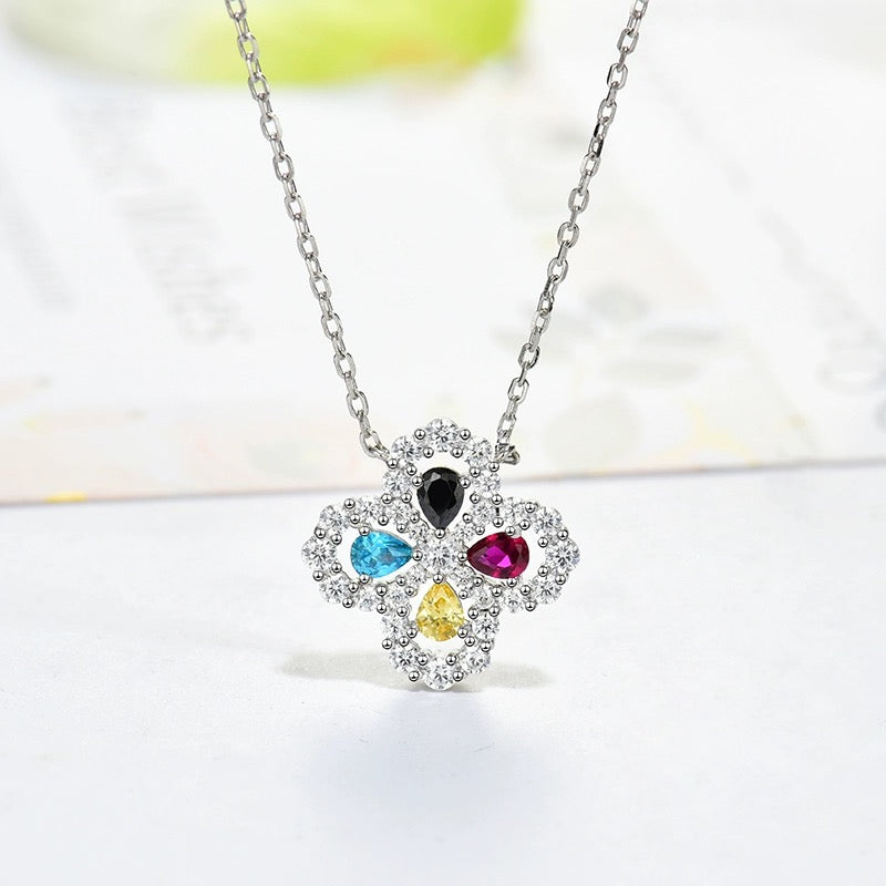 Blätter LOOP HALSKETTE VOLL MOTIV DIAMANT 16MM MEHRERE FARBEN