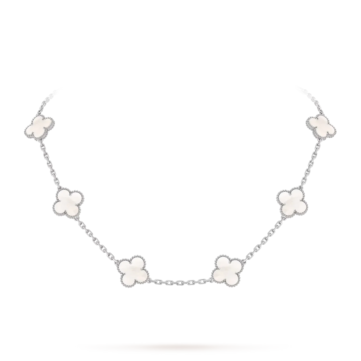 KLASSISCHE GLÜCKSKLEE-HALSKETTE MIT 10 MOTIVEN – WEISSGOLD-KOLLEKTION