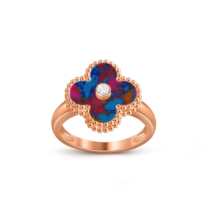 [Leaves]LUCKY CLOVER DIAMOND-ACCENT ROSE GOLD RING COLLECTION