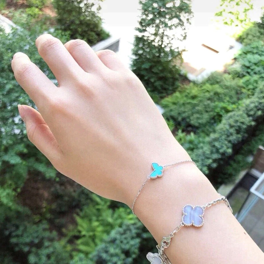 [Leaves]BUTTERFLY TURQUOISE BUTTERFLY BRACELET SILVER