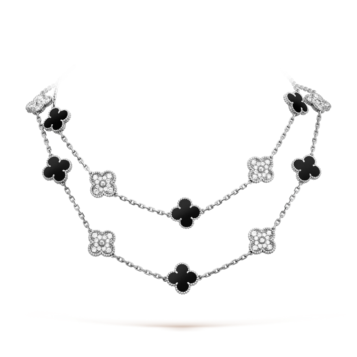 [Leaves]CLOVER 20 MOTIFS ONYX DIAMOND SILVER
