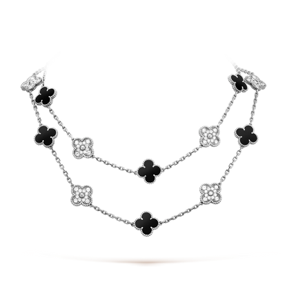 [Leaves]CLOVER 20 MOTIFS ONYX DIAMOND SILVER
