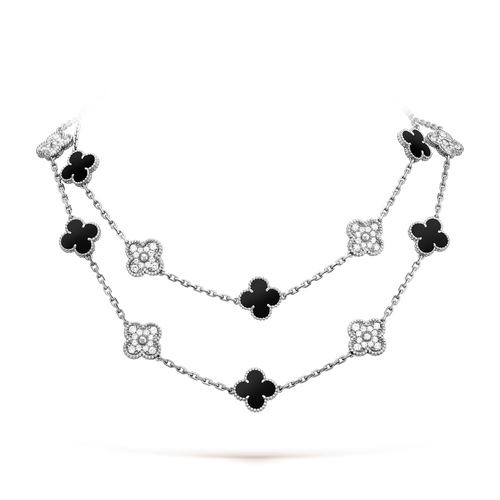 [Leaves]CLOVER 20 MOTIFS ONYX DIAMOND SILVER