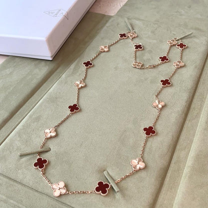 [Leaves]CLOVER 20 MOTIFS LASER CARNELIAN NECKLACE
