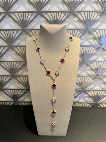 [Leaves]CLOVER 20 MOTIFS LASER CARNELIAN NECKLACE
