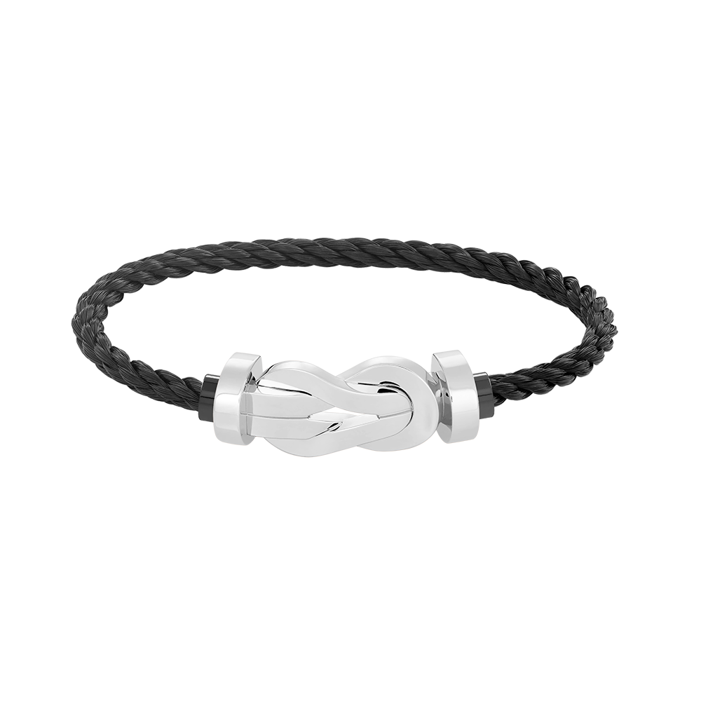 [Leaves]LARGE 8-FIGURE BUCKLE BRACELET - WHITE GOLD