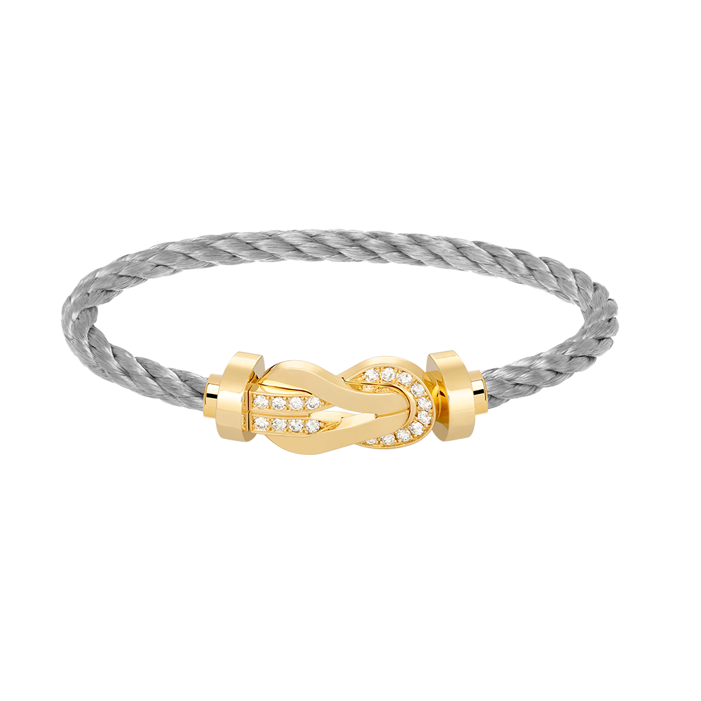 [Leaves]LARGE 8-FIGURE BUCKLE HALF DIAMOND BRACELET - GOLD