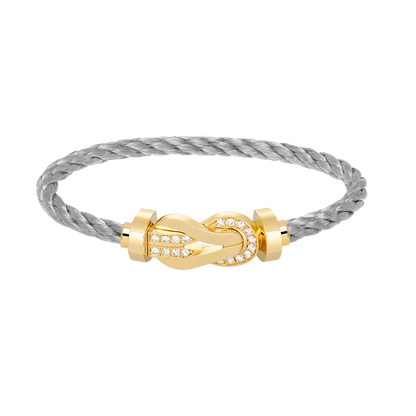 [Leaves]LARGE 8-FIGURE BUCKLE HALF DIAMOND BRACELET - GOLD