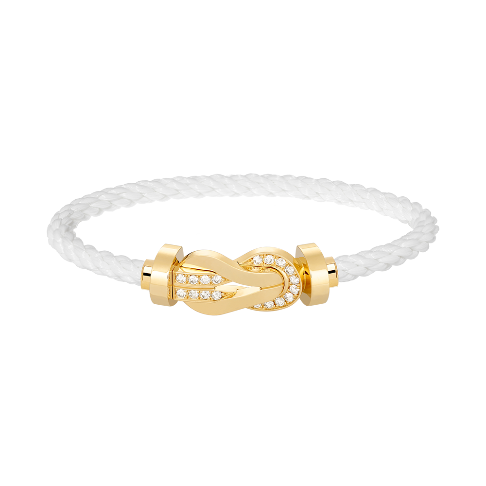 [Leaves]LARGE 8-FIGURE BUCKLE HALF DIAMOND BRACELET - GOLD