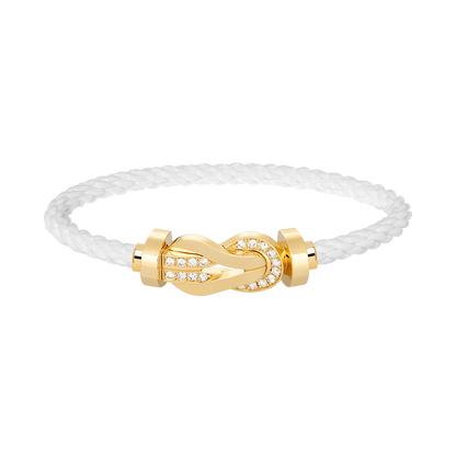 [Leaves]LARGE 8-FIGURE BUCKLE HALF DIAMOND BRACELET - GOLD