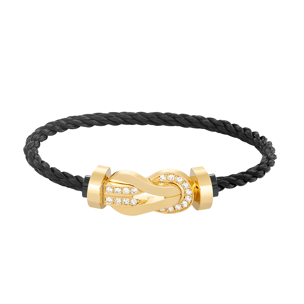 [Leaves]LARGE 8-FIGURE BUCKLE HALF DIAMOND BRACELET - GOLD