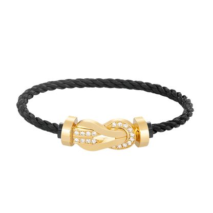 [Leaves]LARGE 8-FIGURE BUCKLE HALF DIAMOND BRACELET - GOLD