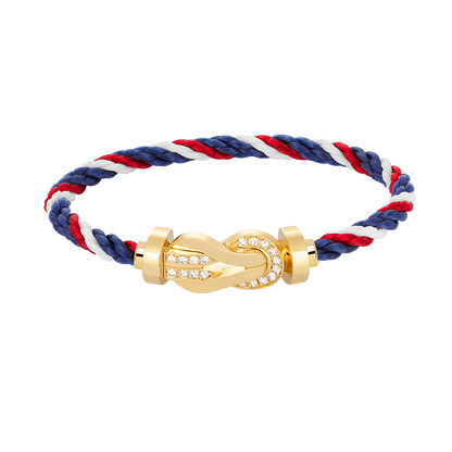 [Leaves]LARGE 8-FIGURE BUCKLE HALF DIAMOND BRACELET - GOLD