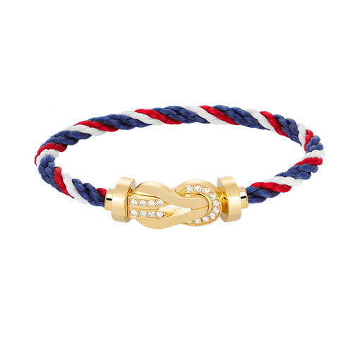 [Leaves]LARGE 8-FIGURE BUCKLE HALF DIAMOND BRACELET - GOLD