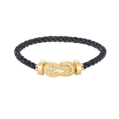 [Leaves]LARGE 8-FIGURE BUCKLE HALF DIAMOND BRACELET - GOLD
