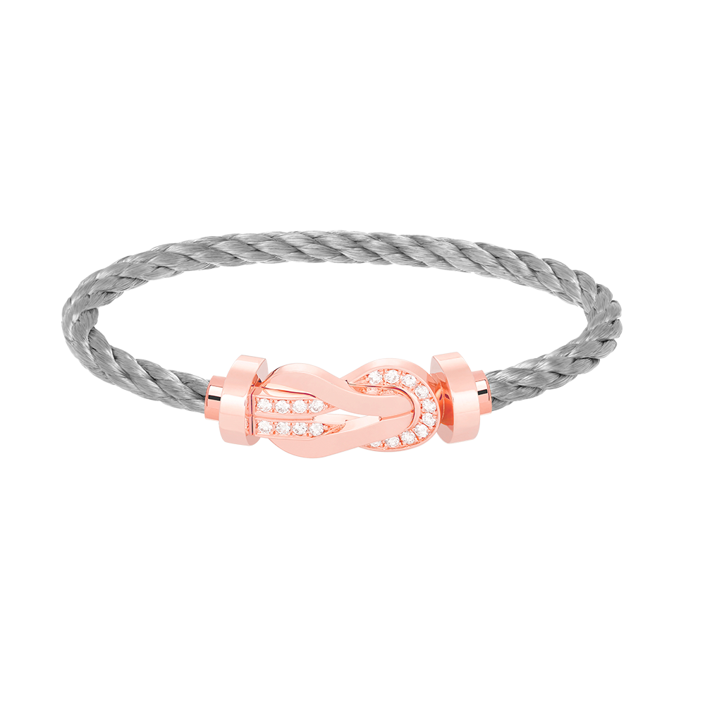 [Leaves]LARGE 8-FIGURE BUCKLE HALF DIAMOND BRACELET - ROSE GOLD