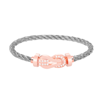 [Leaves]LARGE 8-FIGURE BUCKLE HALF DIAMOND BRACELET - ROSE GOLD