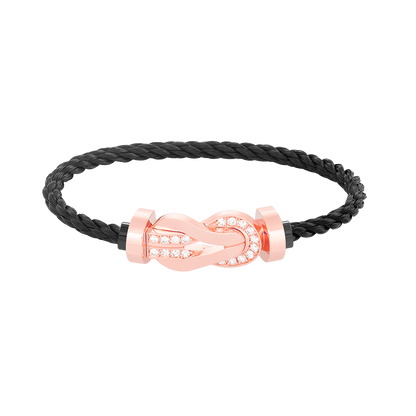 [Leaves]LARGE 8-FIGURE BUCKLE HALF DIAMOND BRACELET - ROSE GOLD
