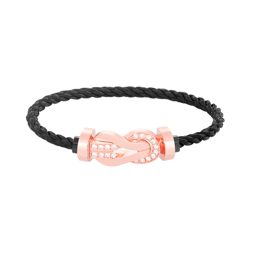 [Leaves]LARGE 8-FIGURE BUCKLE HALF DIAMOND BRACELET - ROSE GOLD