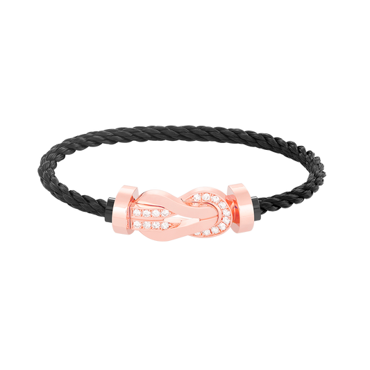 [Leaves]LARGE 8-FIGURE BUCKLE HALF DIAMOND BRACELET - ROSE GOLD