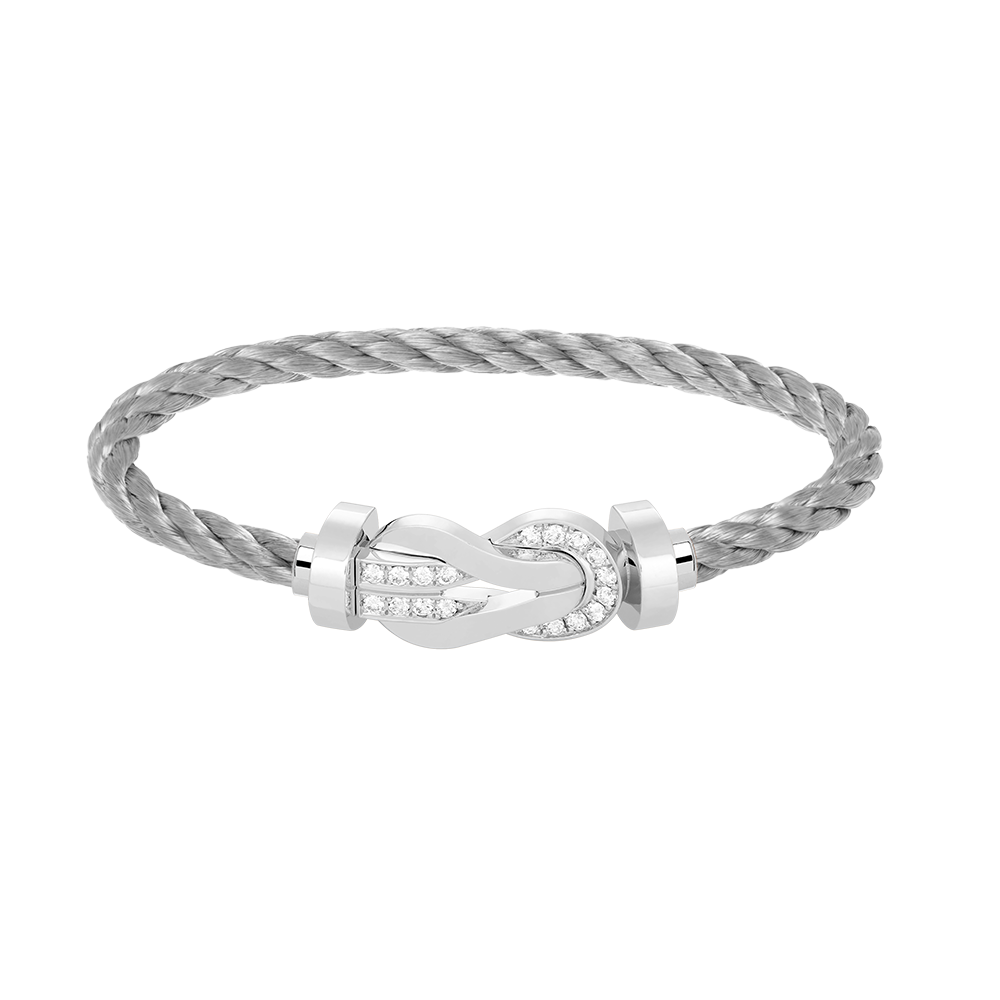 [Leaves]LARGE 8-FIGURE BUCKLE HALF DIAMOND BRACELET - WHITE GOLD
