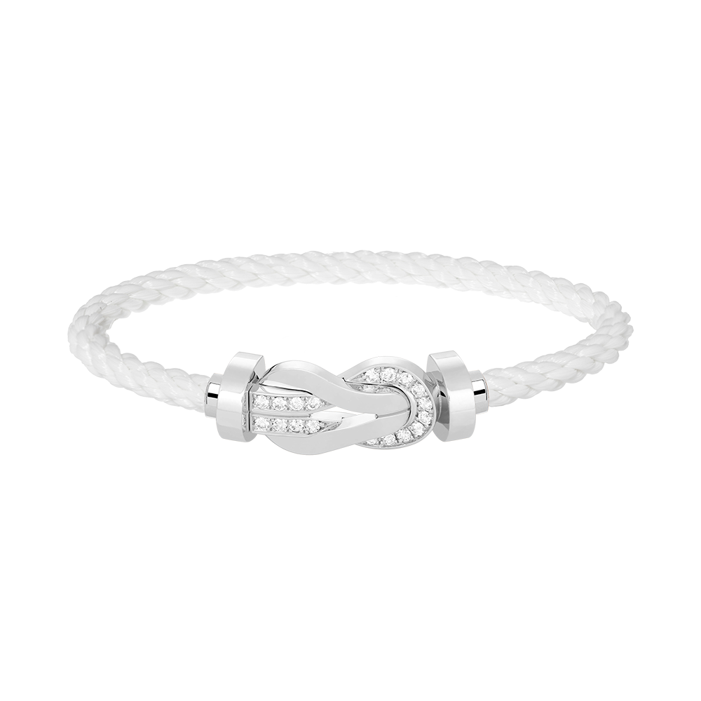 [Leaves]LARGE 8-FIGURE BUCKLE HALF DIAMOND BRACELET - WHITE GOLD
