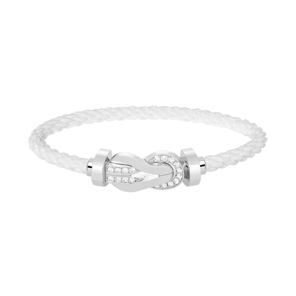 [Leaves]LARGE 8-FIGURE BUCKLE HALF DIAMOND BRACELET - WHITE GOLD