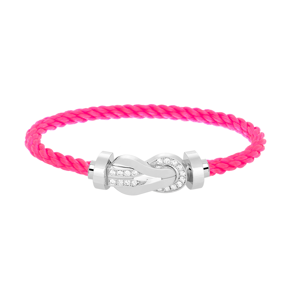 [Leaves]LARGE 8-FIGURE BUCKLE HALF DIAMOND BRACELET - WHITE GOLD