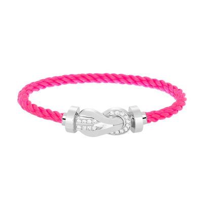[Leaves]LARGE 8-FIGURE BUCKLE HALF DIAMOND BRACELET - WHITE GOLD