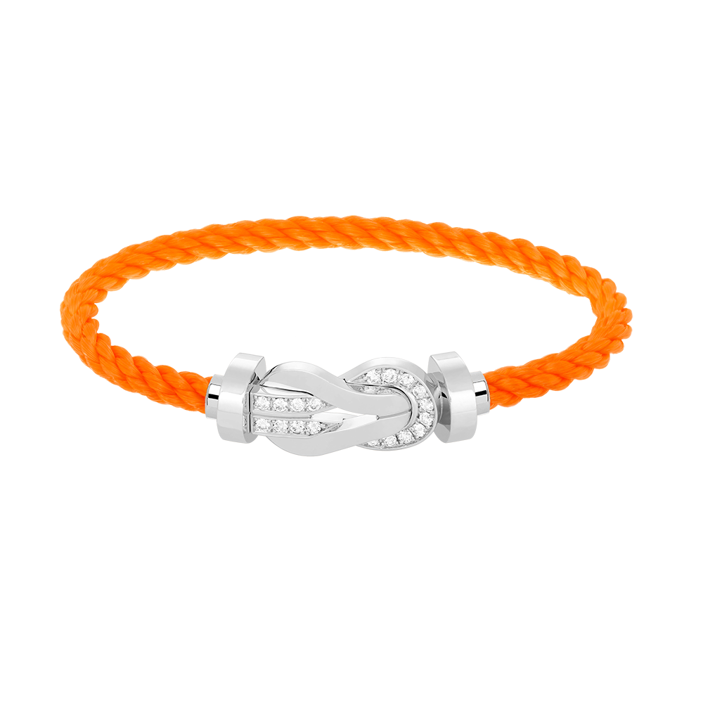 [Leaves]LARGE 8-FIGURE BUCKLE HALF DIAMOND BRACELET - WHITE GOLD