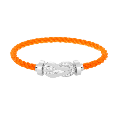 [Leaves]LARGE 8-FIGURE BUCKLE HALF DIAMOND BRACELET - WHITE GOLD