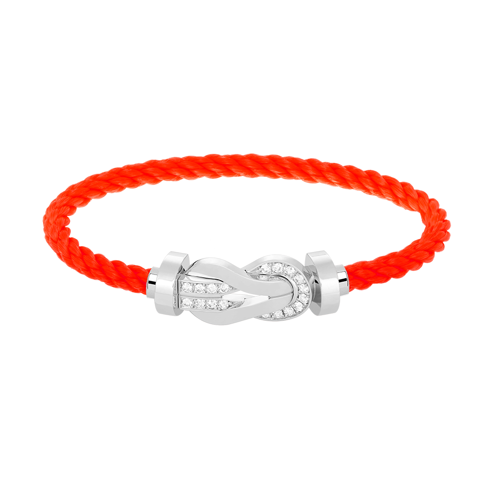 [Leaves]LARGE 8-FIGURE BUCKLE HALF DIAMOND BRACELET - WHITE GOLD
