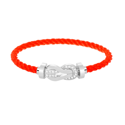 [Leaves]LARGE 8-FIGURE BUCKLE HALF DIAMOND BRACELET - WHITE GOLD