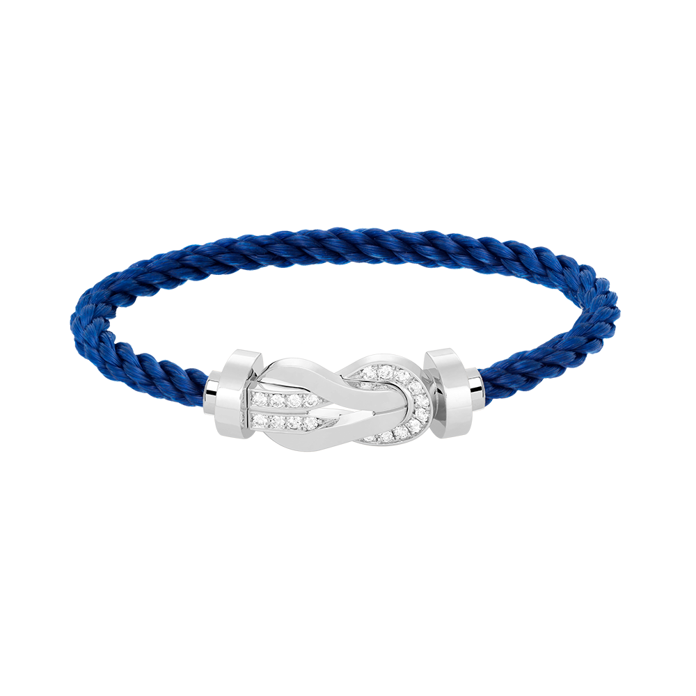 [Leaves]LARGE 8-FIGURE BUCKLE HALF DIAMOND BRACELET - WHITE GOLD