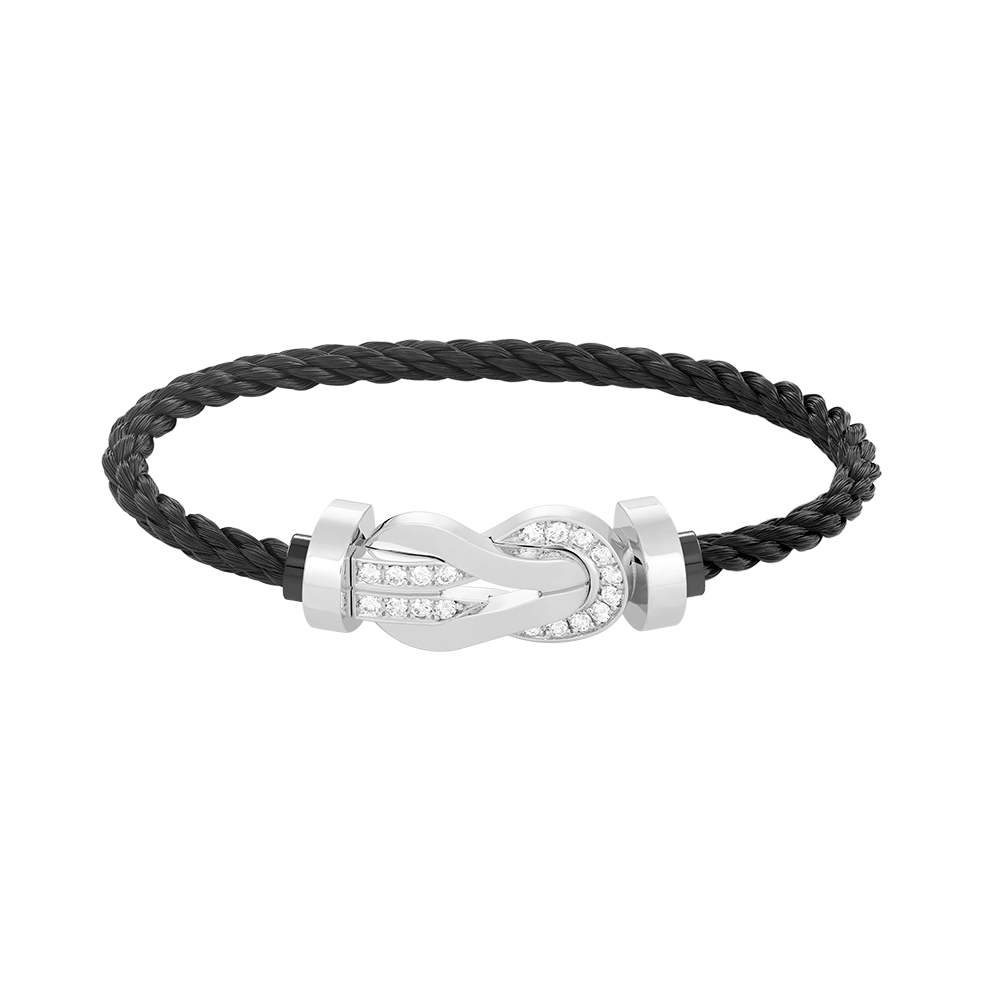 [Leaves]LARGE 8-FIGURE BUCKLE HALF DIAMOND BRACELET - WHITE GOLD