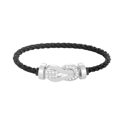 [Leaves]LARGE 8-FIGURE BUCKLE HALF DIAMOND BRACELET - WHITE GOLD