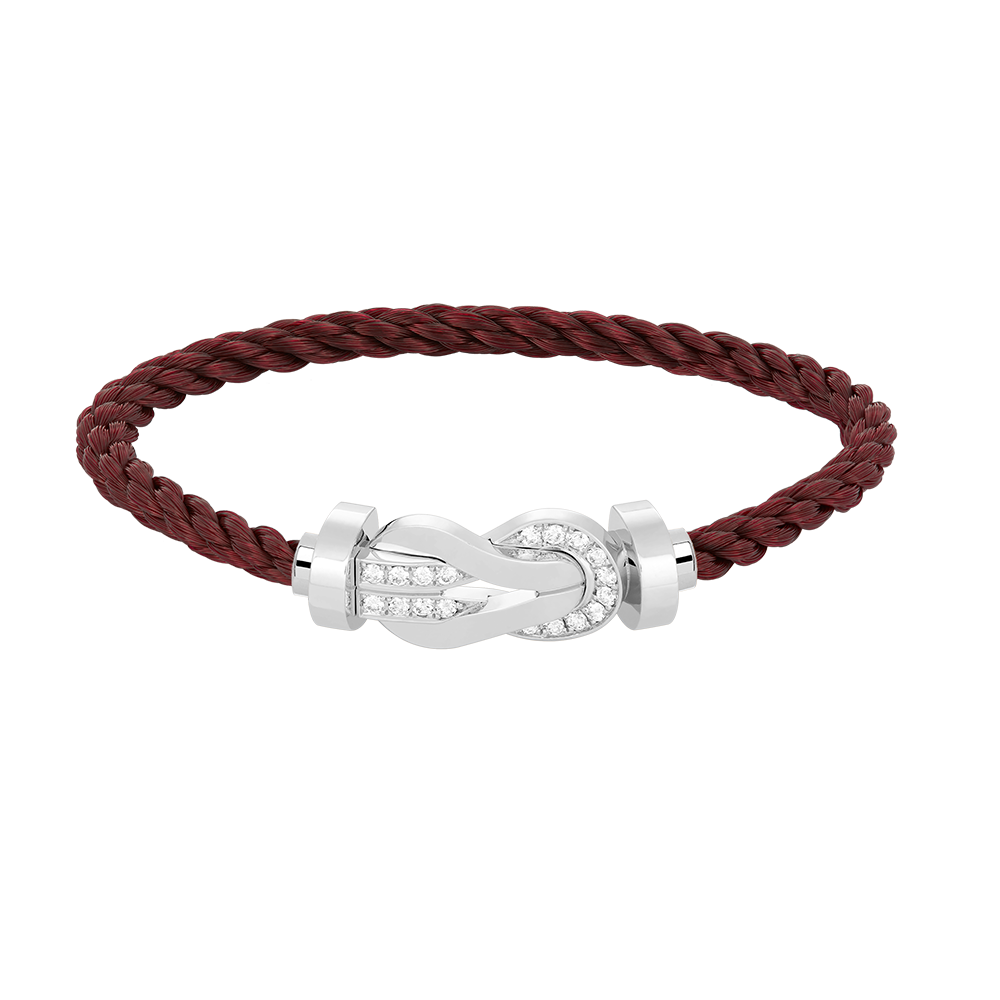 [Leaves]LARGE 8-FIGURE BUCKLE HALF DIAMOND BRACELET - WHITE GOLD