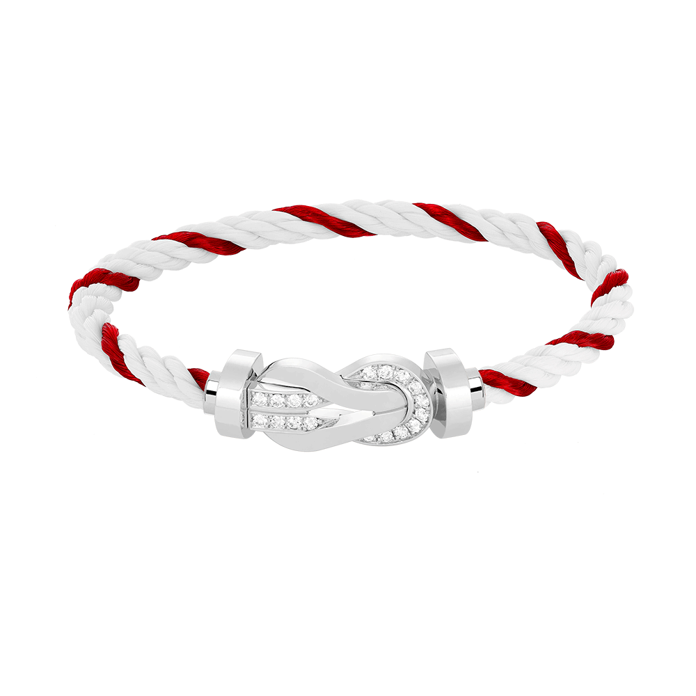 [Leaves]LARGE 8-FIGURE BUCKLE HALF DIAMOND BRACELET - WHITE GOLD
