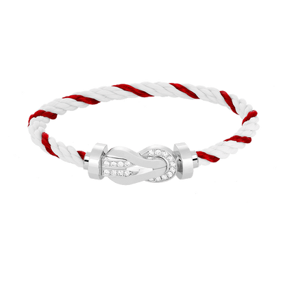 [Leaves]LARGE 8-FIGURE BUCKLE HALF DIAMOND BRACELET - WHITE GOLD