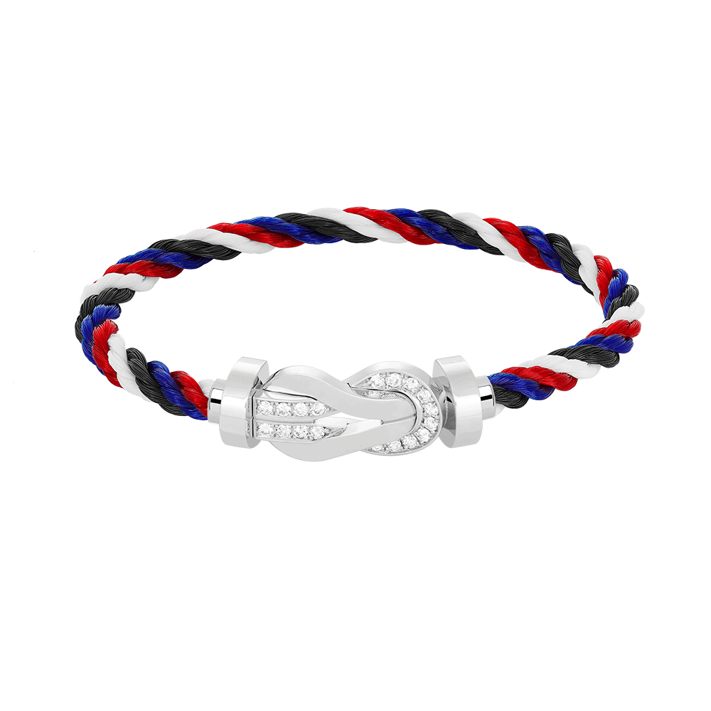 [Leaves]LARGE 8-FIGURE BUCKLE HALF DIAMOND BRACELET - WHITE GOLD