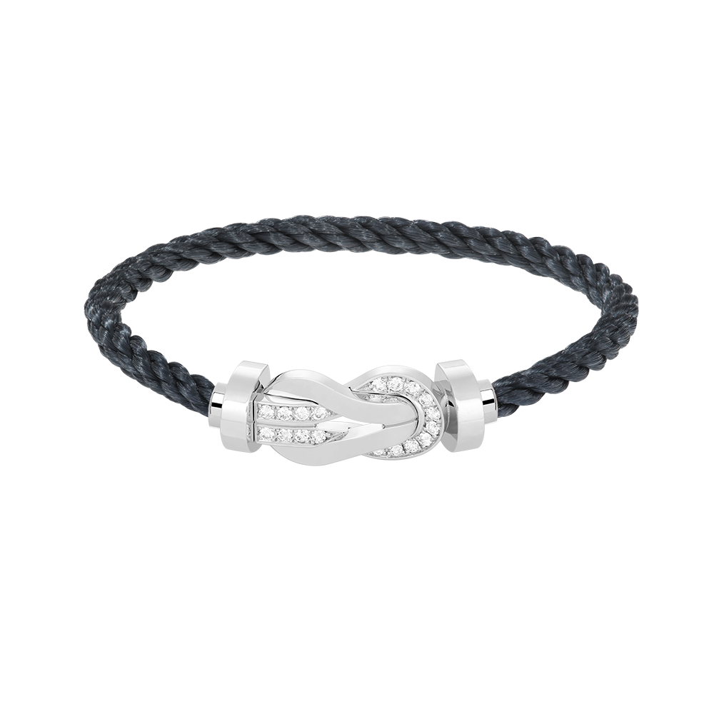 [Leaves]LARGE 8-FIGURE BUCKLE HALF DIAMOND BRACELET - WHITE GOLD
