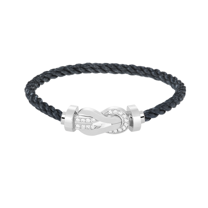 [Leaves]LARGE 8-FIGURE BUCKLE HALF DIAMOND BRACELET - WHITE GOLD