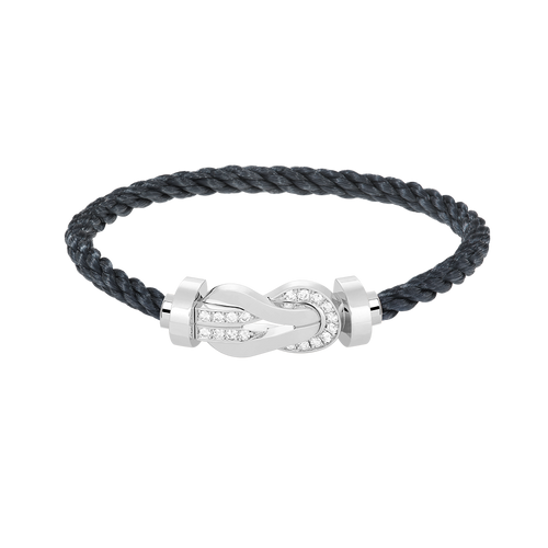 [Leaves]LARGE 8-FIGURE BUCKLE HALF DIAMOND BRACELET - WHITE GOLD