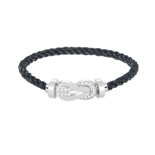 [Leaves]LARGE 8-FIGURE BUCKLE HALF DIAMOND BRACELET - WHITE GOLD