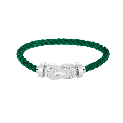 [Leaves]LARGE 8-FIGURE BUCKLE HALF DIAMOND BRACELET - WHITE GOLD
