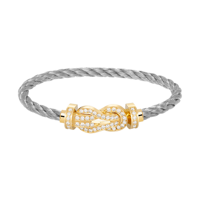 [Leaves]LARGE 8-FIGURE BUCKLE FULL DIAMOND BRACELET - GOLD