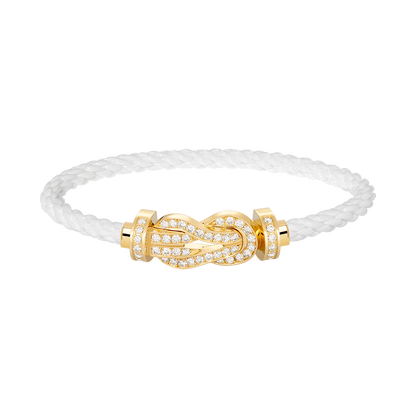 [Leaves]LARGE 8-FIGURE BUCKLE FULL DIAMOND BRACELET - GOLD
