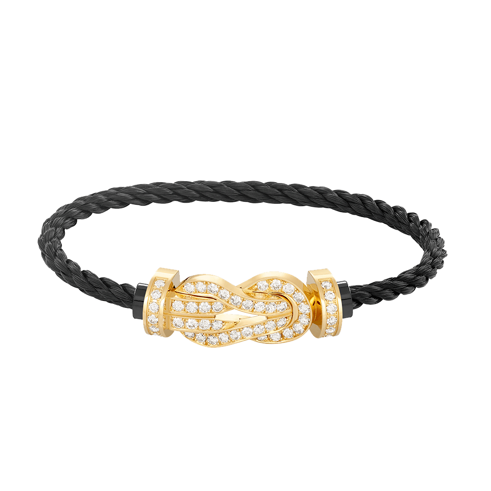 [Leaves]LARGE 8-FIGURE BUCKLE FULL DIAMOND BRACELET - GOLD