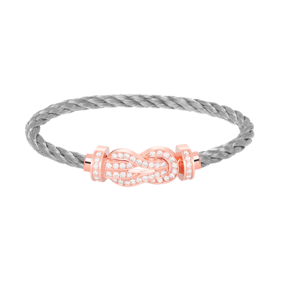 [Leaves]LARGE 8-FIGURE BUCKLE FULL DIAMOND BRACELET - ROSE GOLD