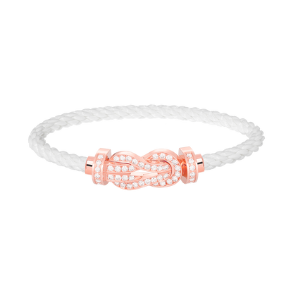 [Leaves]LARGE 8-FIGURE BUCKLE FULL DIAMOND BRACELET - ROSE GOLD